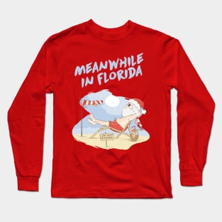 Meanwhile In Florida Meme Beach Santa For Boys Long Sleeve T-Shirt